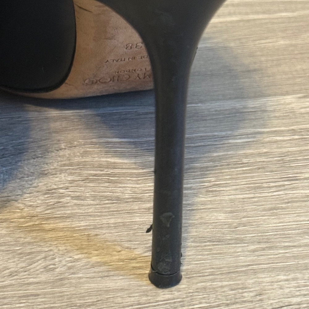 Jimmy Choo Black Leather Pointed Toe Stiletto Pumps Heels IT 38 US 8 - Picture 8 of 16
